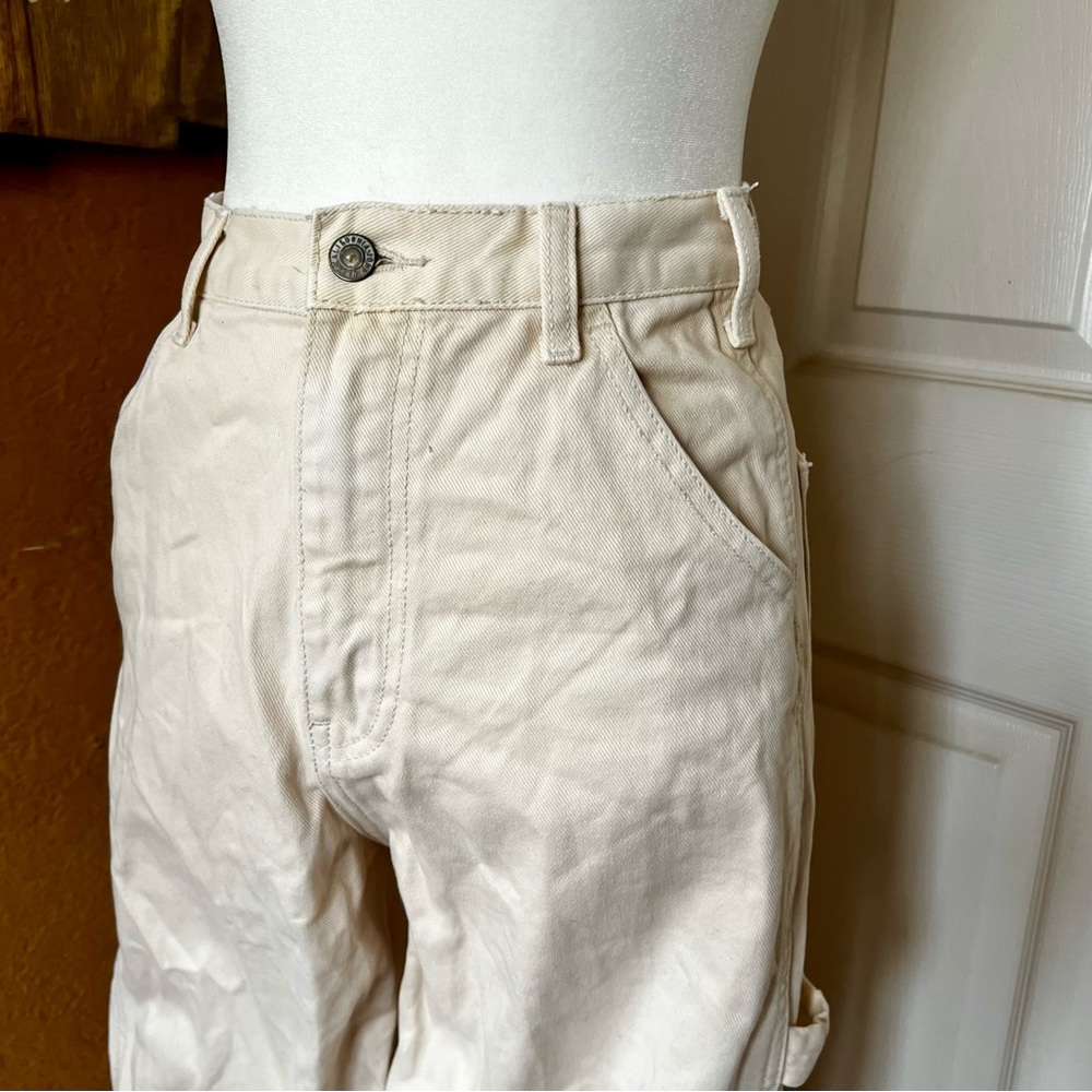 Brandy Melville Small Milla Cargo Carpenter Pants Beige Tan Cream - Picture 3 of 8